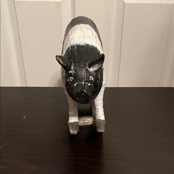 Black and White Rocking Pig Figurine - Picture 4 of 5